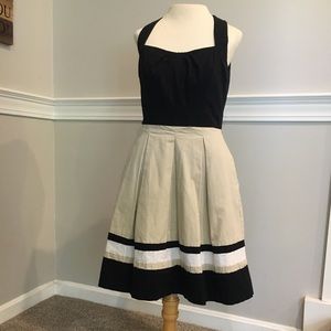 tan fit and flare dress